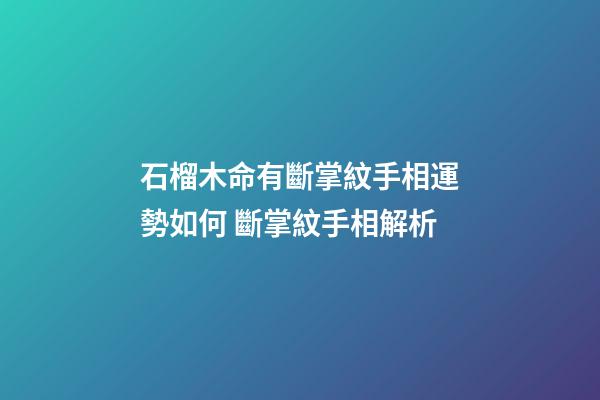 石榴木命有斷掌紋手相運勢如何 斷掌紋手相解析
